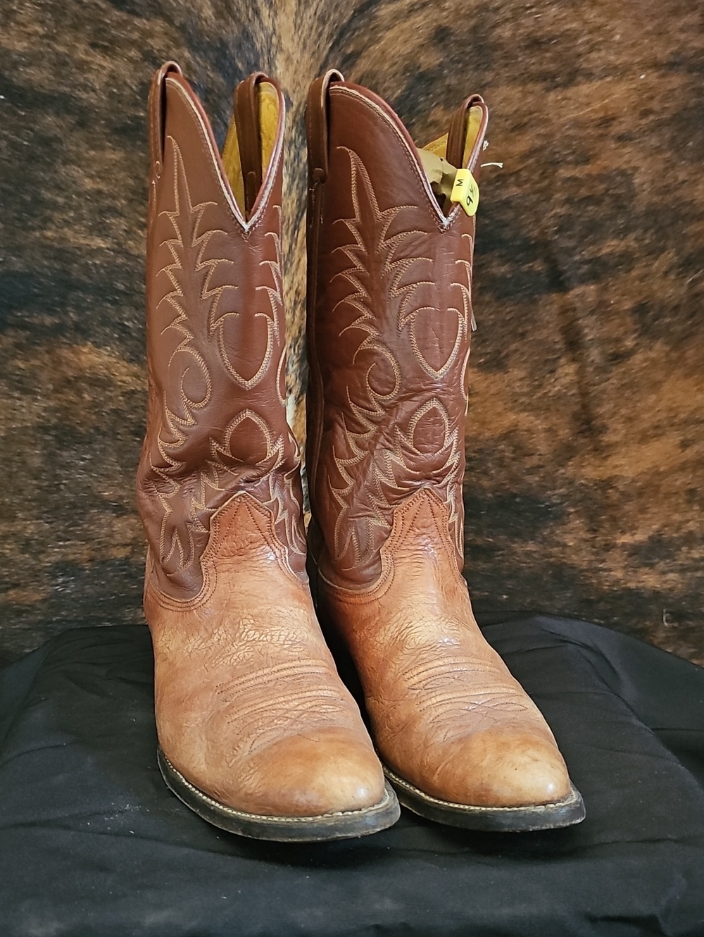 Nocona Tan and Brown Western Pull-On Boots